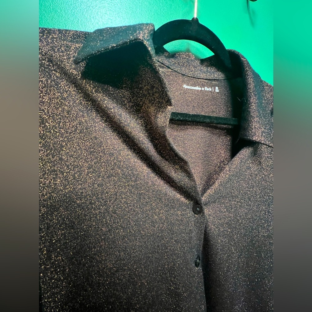 Abercrombie button blouse amber shimmer XS